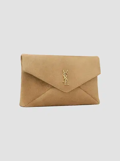 Saint Laurent Women's Cassandre Large Envelope Pouch in Suede | Thumbnail 5