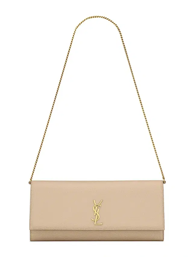 Saint Laurent Women's Kate Clutch in Grain De Poudre Leather - Dark Beige