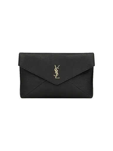 Saint Laurent Women's Cassandre Large Envelope Pouch In Lambskin - Black | Thumbnail 1