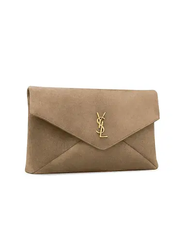 Saint Laurent Women's Cassandre Large Envelope Pouch in Suede | Thumbnail 4 Saint Laurent Women's Cassandre Large Envelope Pouch in Suede | Thumbnail 4