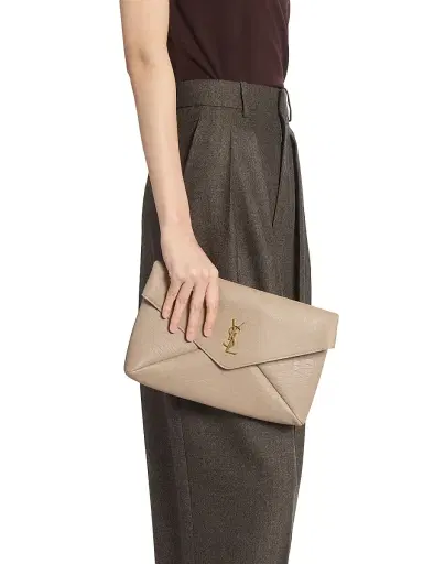 Saint Laurent Women's Cassandre Large Envelope Pouch In Lambskin | Thumbnail 3 Saint Laurent Women's Cassandre Large Envelope Pouch In Lambskin | Thumbnail 3