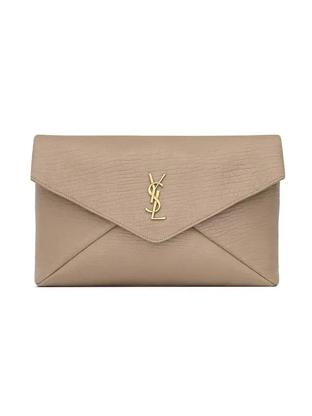 Saint Laurent Women's Cassandre Large Envelope Pouch In Lambskin - Dusty Grey