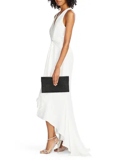 Saint Laurent Women's Uptown Pouch in Crocodile-Embossed Shiny Leather - Noir | Thumbnail 2 Saint Laurent Women's Uptown Pouch in Crocodile-Embossed Shiny Leather - Noir | Thumbnail 2