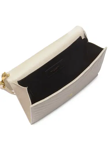 Saint Laurent Women's Cassandre Matelasse Flap Pouch in Quilted Grain De Poudre Embossed Leather - Crema Soft | Thumbnail 3