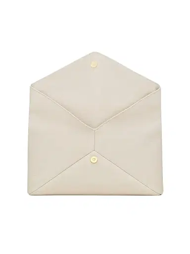 Saint Laurent Women's Cassandre Large Envelope Pouch In Lambskin - Blanc Vintage | Thumbnail 4 Saint Laurent Women's Cassandre Large Envelope Pouch In Lambskin - Blanc Vintage | Thumbnail 4