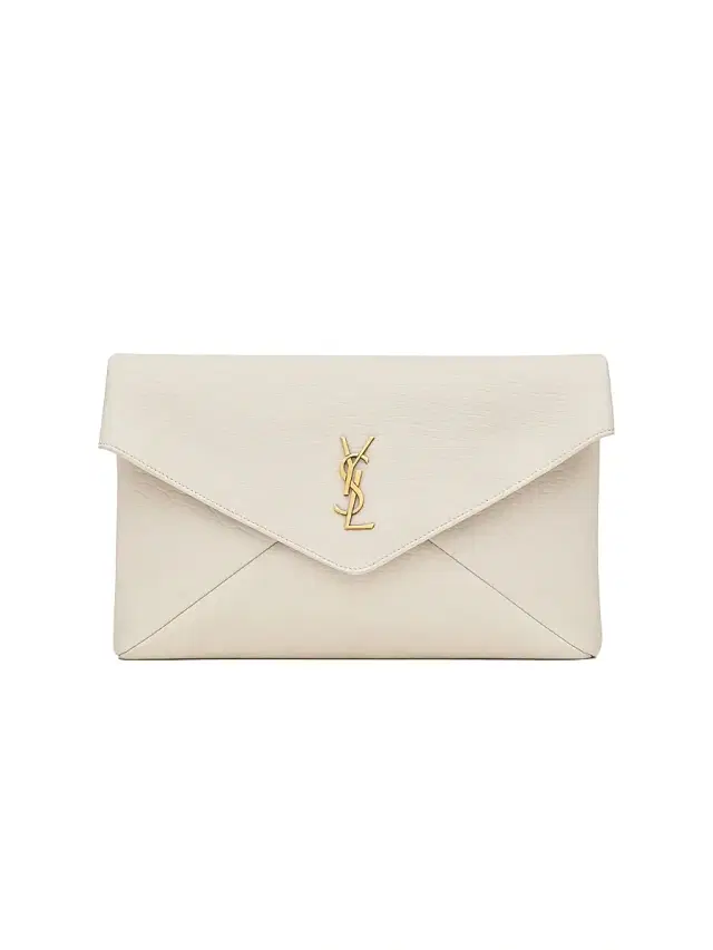 Saint Laurent Women's Cassandre Large Envelope Pouch In Lambskin - Blanc Vintage