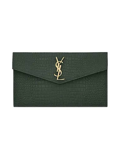 Saint Laurent Women's Uptown Pouch in Crocodile-Embossed Shiny Leather | Thumbnail 1 Saint Laurent Women's Uptown Pouch in Crocodile-Embossed Shiny Leather | Thumbnail 1