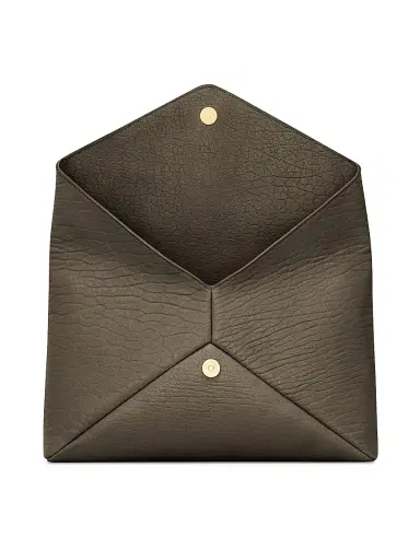 Saint Laurent Women's Cassandre Large Envelope Pouch In Lambskin - Light Musk | Thumbnail 3 Saint Laurent Women's Cassandre Large Envelope Pouch In Lambskin - Light Musk | Thumbnail 3