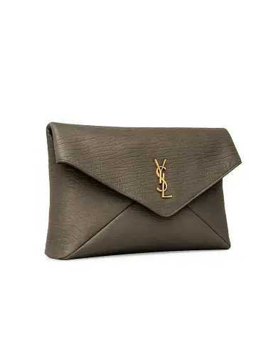 Saint Laurent Women's Cassandre Large Envelope Pouch In Lambskin - Light Musk | Thumbnail 4 Saint Laurent Women's Cassandre Large Envelope Pouch In Lambskin - Light Musk | Thumbnail 4