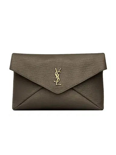 Saint Laurent Women's Cassandre Large Envelope Pouch In Lambskin - Light Musk | Thumbnail 1 Saint Laurent Women's Cassandre Large Envelope Pouch In Lambskin - Light Musk | Thumbnail 1
