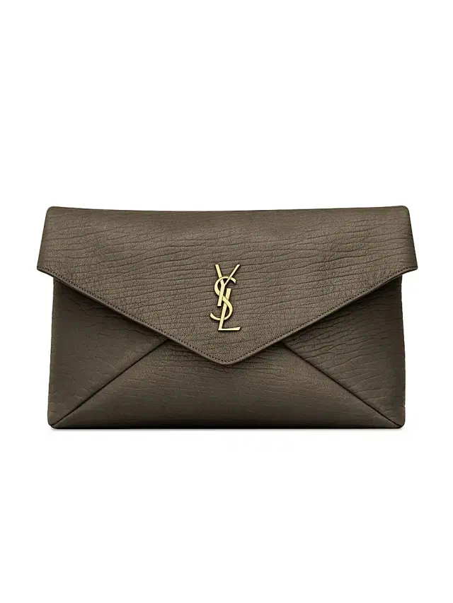 Saint Laurent Women's Cassandre Large Envelope Pouch In Lambskin - Light Musk