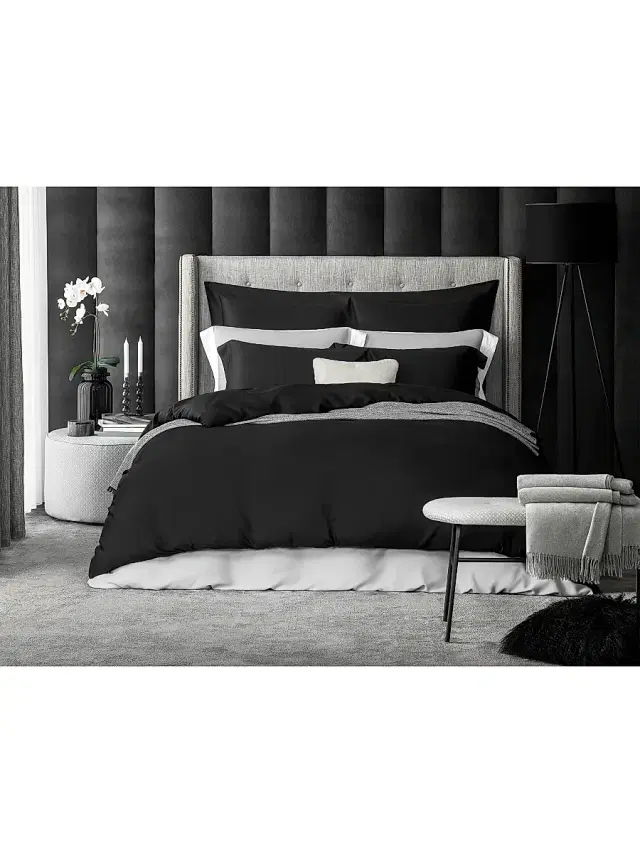 Togas Sensa Duvet Cover & Sham Collection - Black European