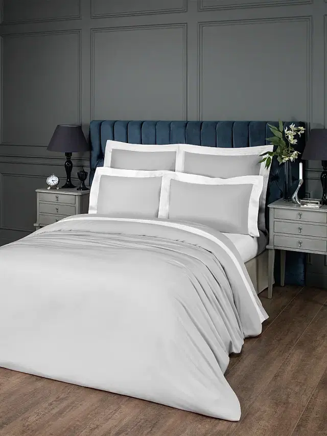 Togas Eden Duvet Cover & Sham Collection - Grey White Queen