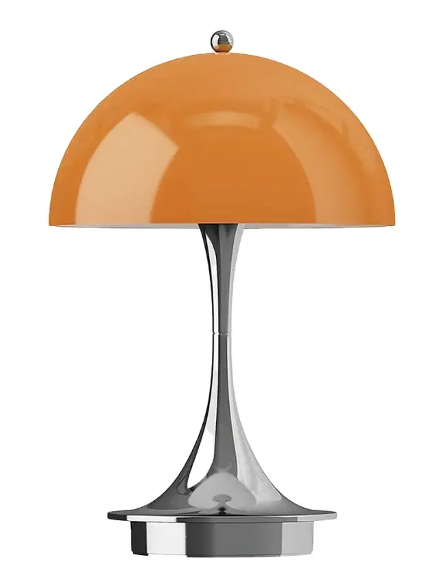 Louis Poulsen Panthella 160 Portable Original Chrome Lamp - Original Opal Orange