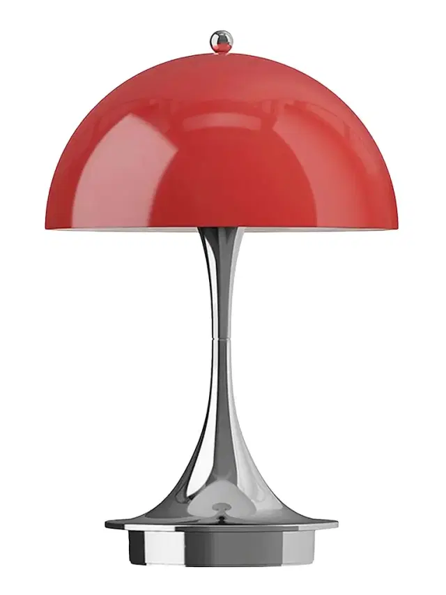 Louis Poulsen Panthella 160 Portable Original Chrome Lamp - Original Opal Red