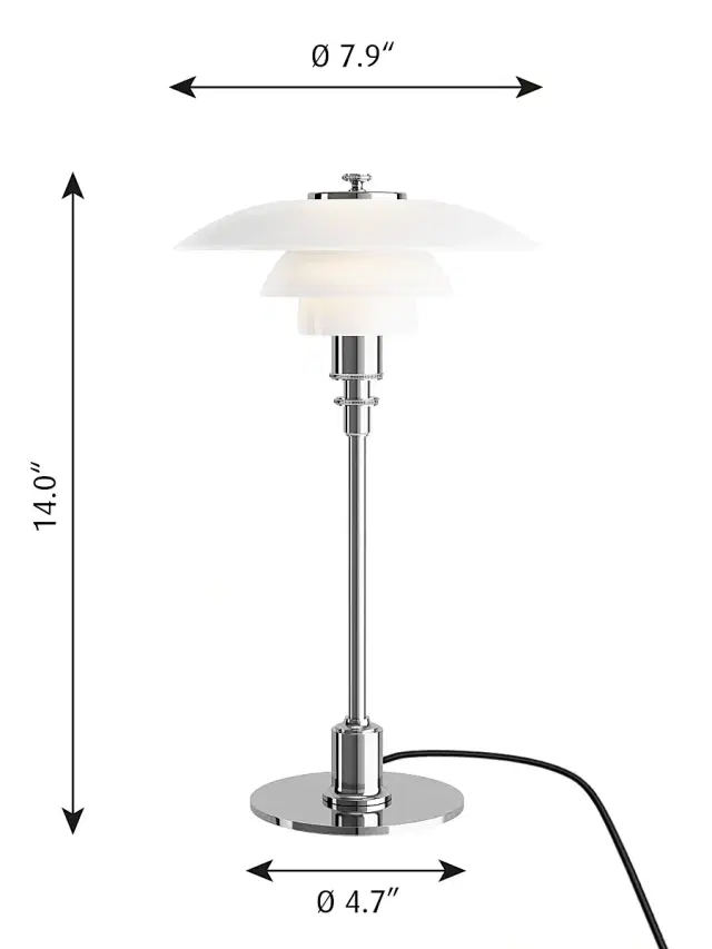 Louis Poulsen PH 2/1 Table Lamp - High Lustre Chrome Plated