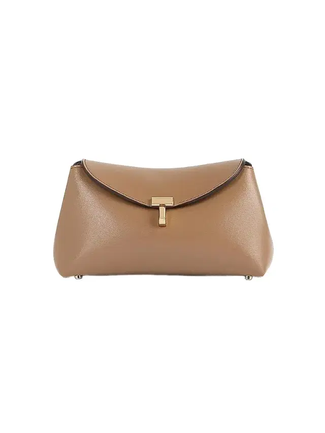 Toteme Women's Mini T-Lock Leather Clutch - Camel