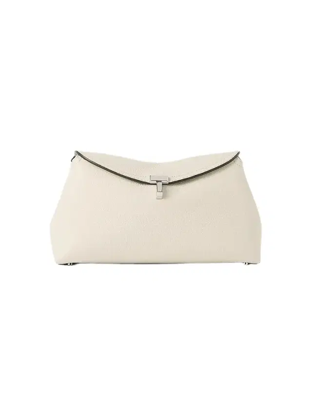 Toteme Women's T-Lock Leather Clutch - Milk Grain