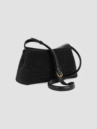 Toteme Women's T-Lock Woven Leather Clutch - Black | Thumbnail 2
