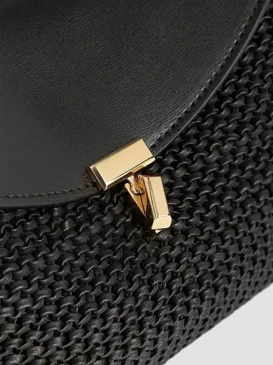 Toteme Women's T-Lock Woven Leather Clutch - Black | Thumbnail 5
