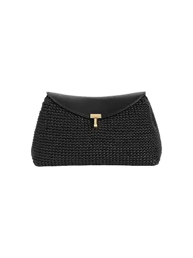 Toteme Women's T-Lock Woven Leather Clutch - Black | Thumbnail 1