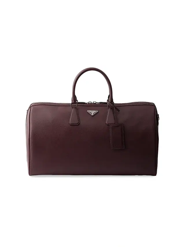Prada Men's Saffiano Leather Travel Bag - Dark Red