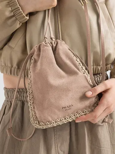 Prada Women's Suede Drawstring Case - Pink | Thumbnail 4