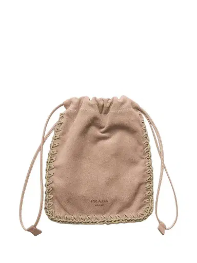 Prada Women's Suede Drawstring Case - Pink | Thumbnail 1