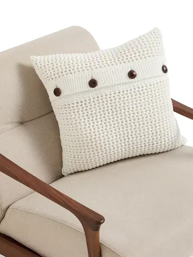 Brunello Cucinelli Cotton Feather Yarn Net Knit Cushion | Thumbnail 4