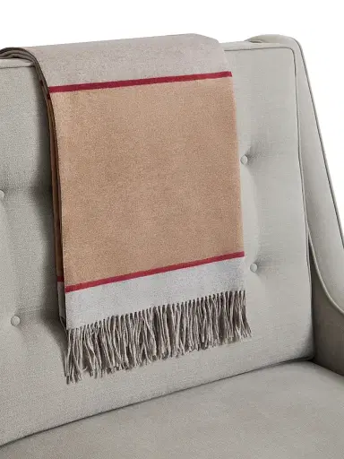 Brunello Cucinelli Silk Color Block Throw with Fringe | Thumbnail 3 Brunello Cucinelli Silk Color Block Throw with Fringe | Thumbnail 3