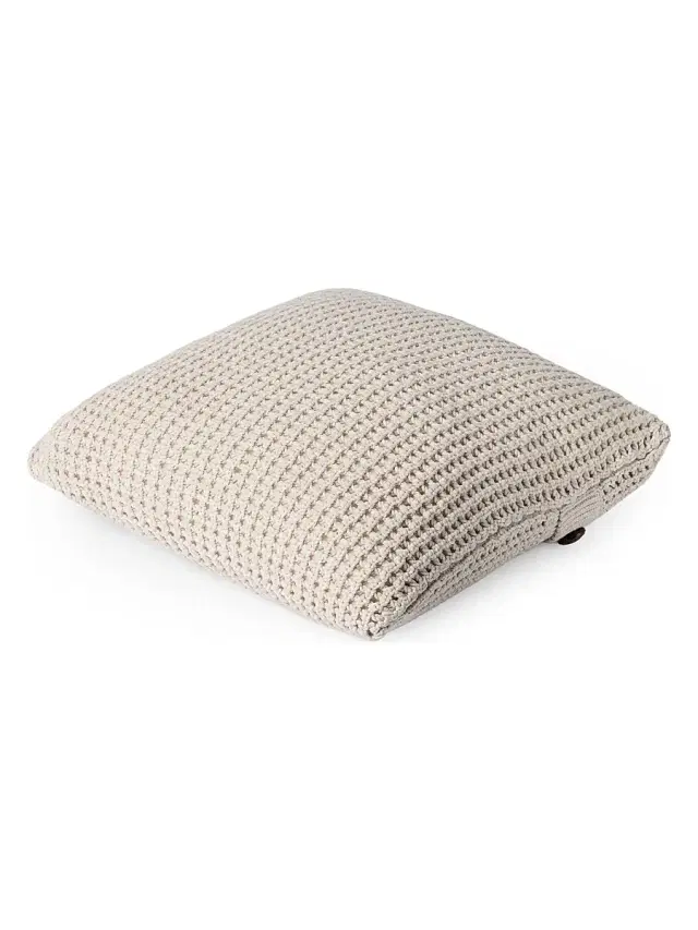 Brunello Cucinelli Cotton Feather Yarn Net Knit Cushion - Oat