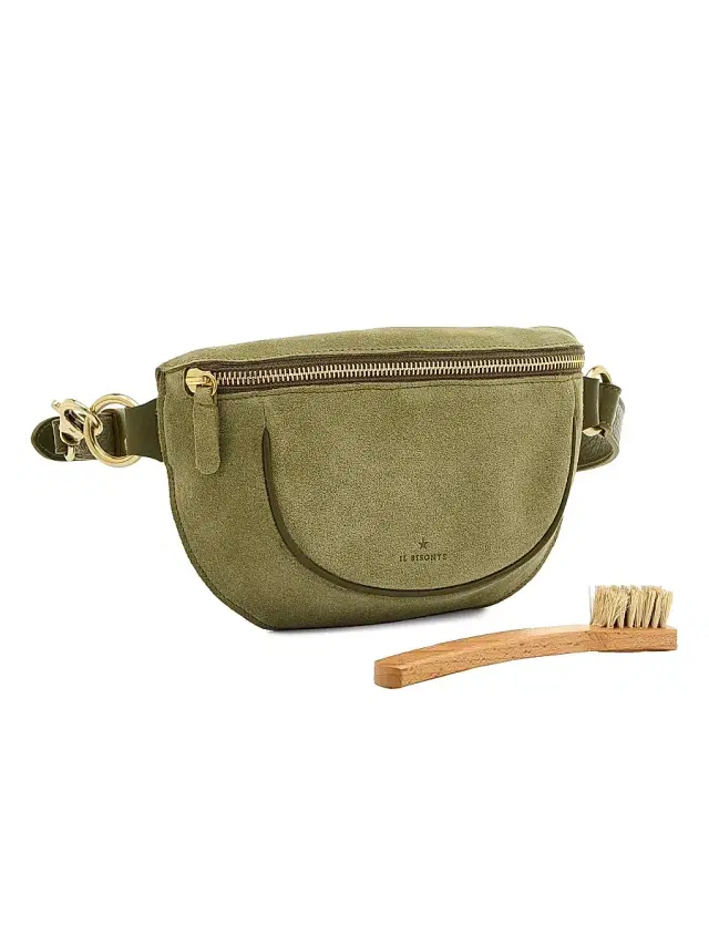 Il Bisonte Women's Oliveta Suede Adjustable Belt Bag - Verde Rugiada