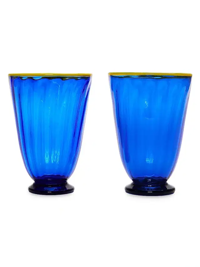 La DoubleJ Rainbow Glasses Set of 2 - Tinta Unita Blue