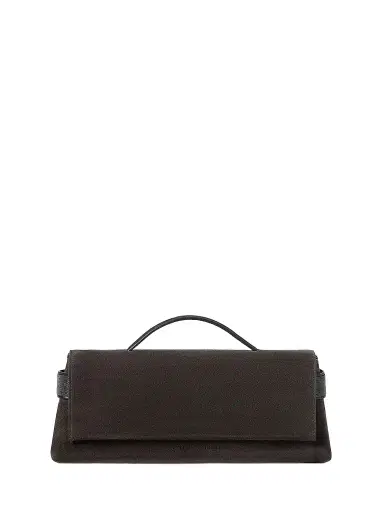 Brunello Cucinelli Women's Essence Clutch Bag in Suede with Precious Bands - Pine Cone Brown | Thumbnail 1 Brunello Cucinelli Women's Essence Clutch Bag in Suede with Precious Bands - Pine Cone Brown | Thumbnail 1