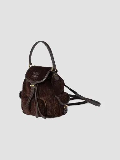 Miu Miu Women's Corduroy Backpack - Dark Brown | Thumbnail 2 Miu Miu Women's Corduroy Backpack - Dark Brown | Thumbnail 2