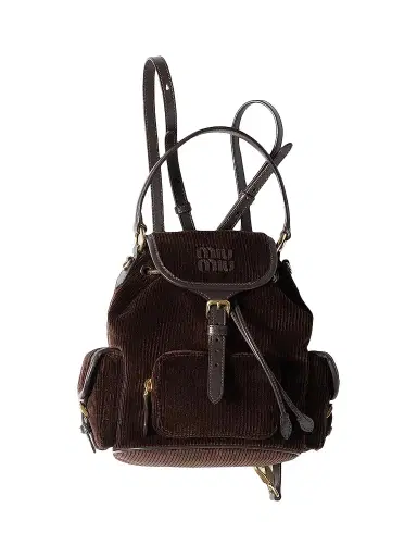Miu Miu Women's Corduroy Backpack - Dark Brown | Thumbnail 1 Miu Miu Women's Corduroy Backpack - Dark Brown | Thumbnail 1