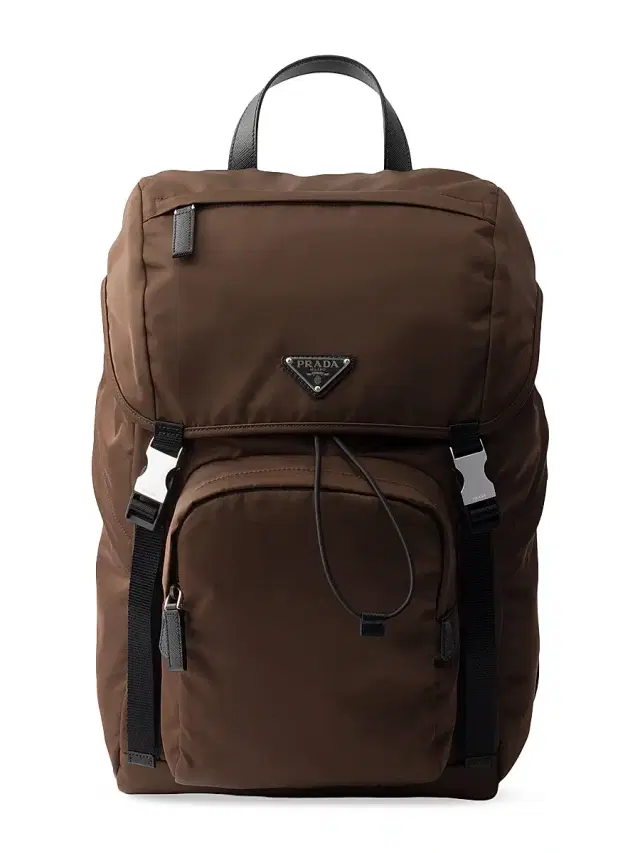 Prada Men's Re-Nylon and Saffiano Leather Backpack - Brown