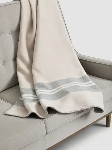 Brunello Cucinelli Cashmere Regimental Stripe Double Knit Throw - Grey | Thumbnail 3 Brunello Cucinelli Cashmere Regimental Stripe Double Knit Throw - Grey | Thumbnail 3