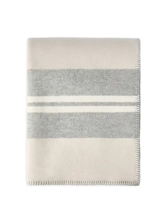 Brunello Cucinelli Cashmere Regimental Stripe Double Knit Throw - Grey