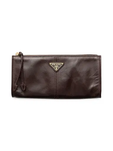 Prada Women's Leather Pouch - Dark Brown | Thumbnail 1