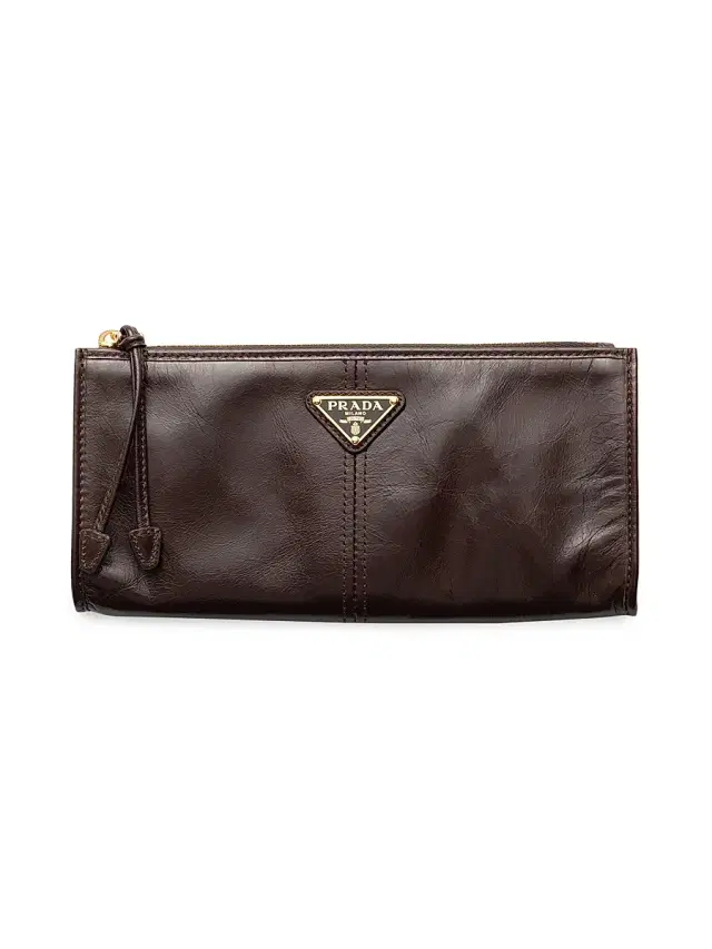 Prada Women's Leather Pouch - Dark Brown