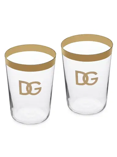Dolce & Gabbana DG Logo 2-Piece Soft Drinks Glass Set | Thumbnail 1
