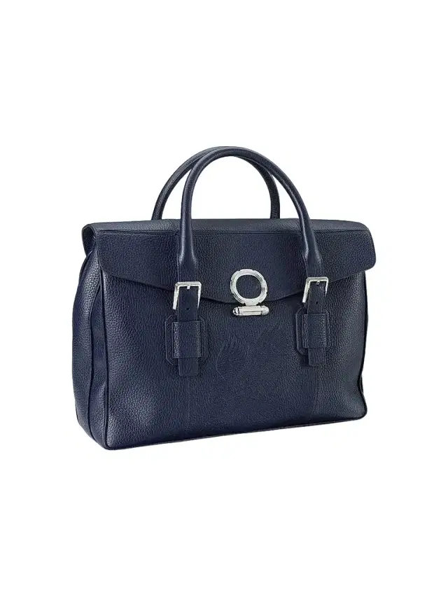 Stefano Ricci Men's Luxury Flap Calfskin Briefcase - Navy