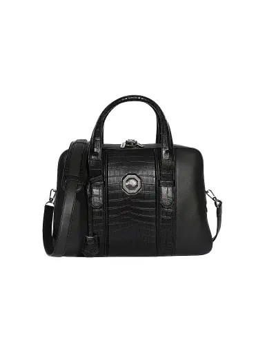 Stefano Ricci Men's Versatile Croc Briefcase with Lock - Black | Thumbnail 1 Stefano Ricci Men's Versatile Croc Briefcase with Lock - Black | Thumbnail 1