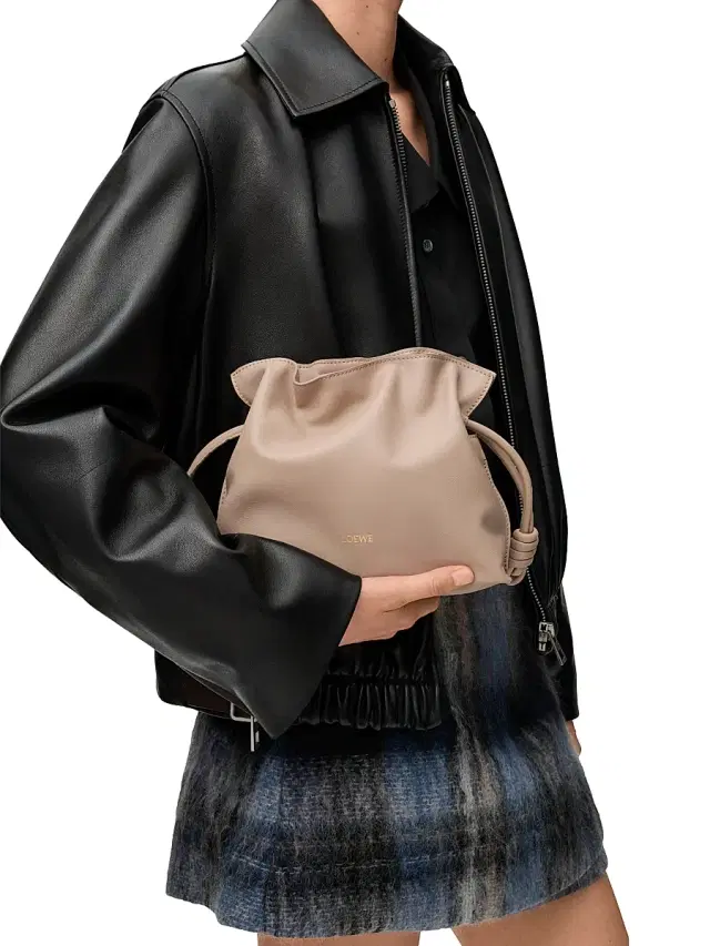 LOEWE Women's Flamenco Mini Leather Clutch - Sand