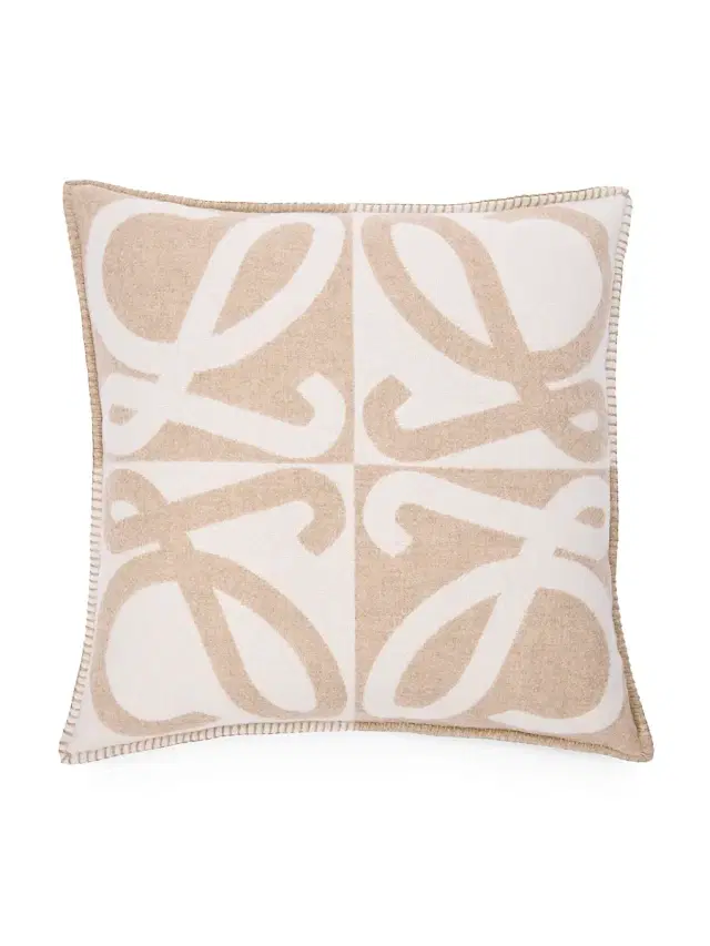 LOEWE Monogram Wool-Cashmere Cushion - Beige Ecru