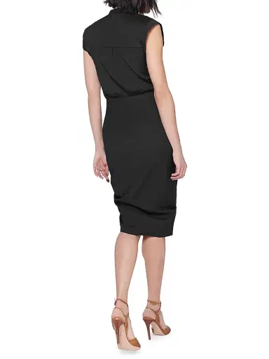 Veronica Beard Women's Bell Button-Front Ruched Shirtdress - Black - Size 00 | Thumbnail 5