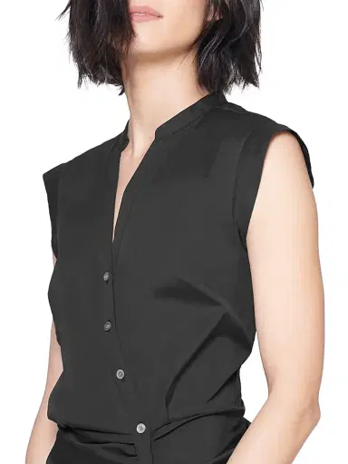 Veronica Beard Women's Bell Button-Front Ruched Shirtdress - Black - Size 00 | Thumbnail 6