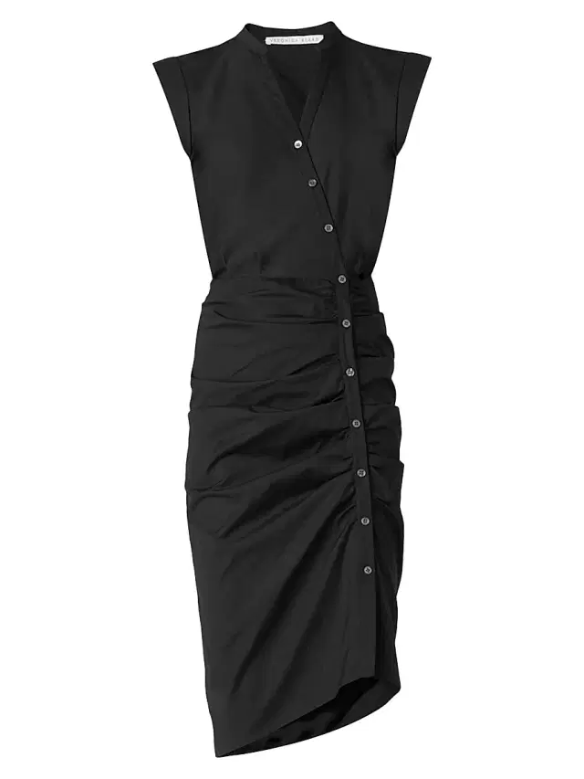 Veronica Beard Women's Bell Button-Front Ruched Shirtdress - Black