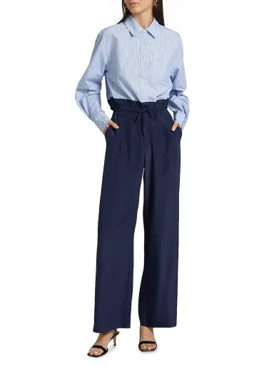 Simkhai Women's Sydnie Paperbag-Waist Wide-Leg Pants - Midnight | Thumbnail 2 Simkhai Women's Sydnie Paperbag-Waist Wide-Leg Pants - Midnight | Thumbnail 2